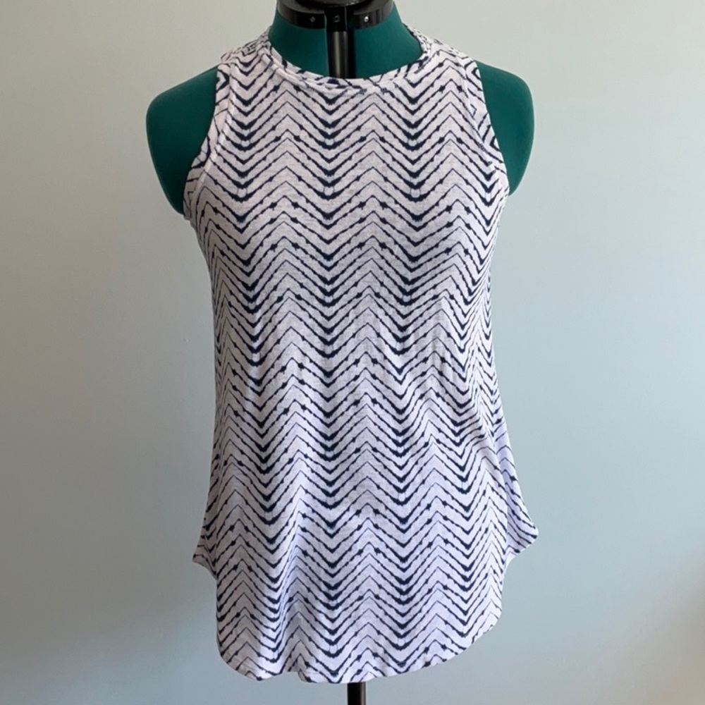 Athleta White and Blue Sleeveless Tank